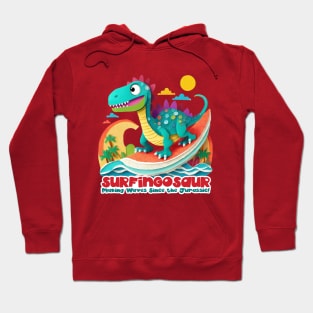 Dinosaur Surfing Funny Hoodie